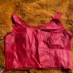 Red leather vintage top